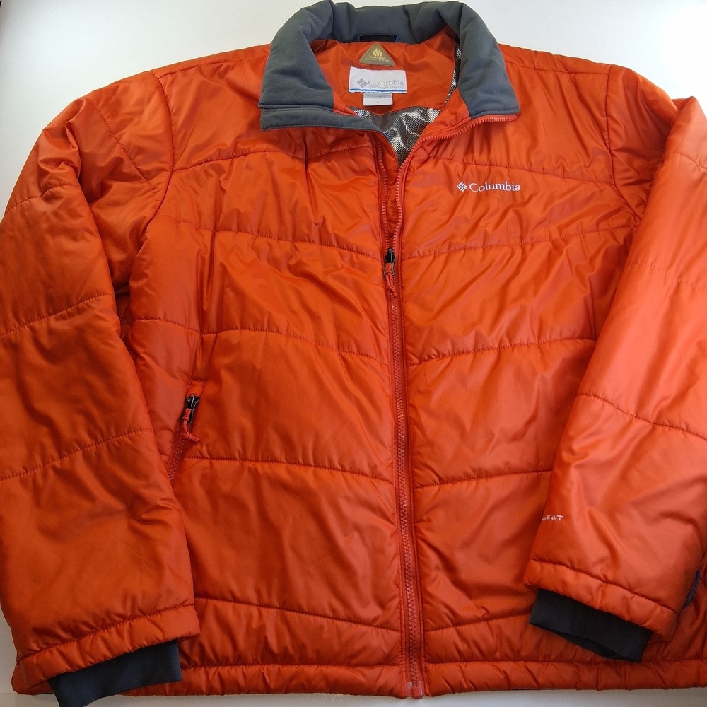 Men's Columbia Omni-Heat Infinity Orange Puffy Coat Size XL